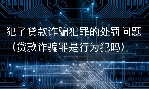 犯了贷款诈骗犯罪的处罚问题（贷款诈骗罪是行为犯吗）