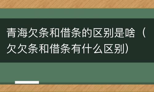 青海欠条和借条的区别是啥（欠欠条和借条有什么区别）