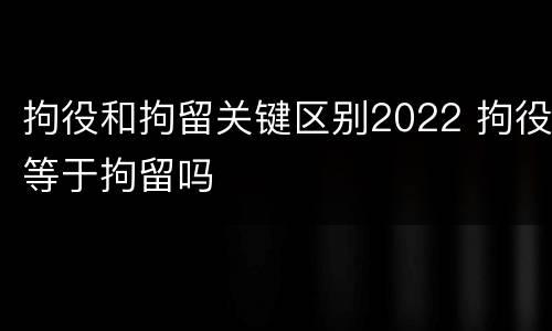 拘役和拘留关键区别2022 拘役等于拘留吗