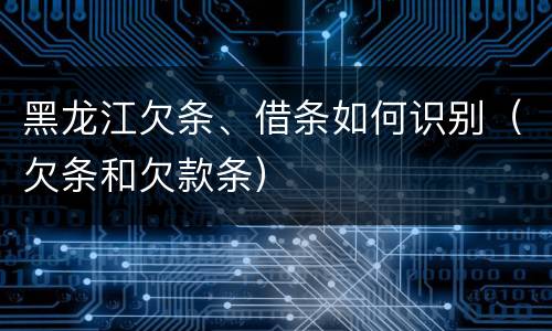 黑龙江欠条、借条如何识别（欠条和欠款条）