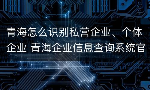 青海怎么识别私营企业、个体企业 青海企业信息查询系统官网