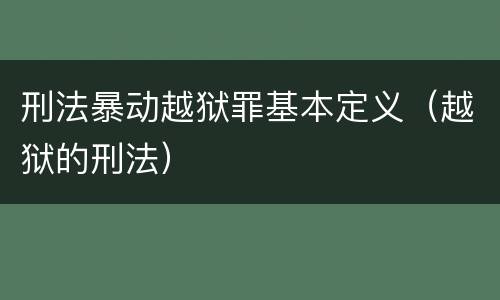 刑法暴动越狱罪基本定义（越狱的刑法）