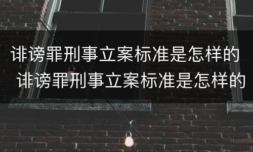 诽谤罪刑事立案标准是怎样的 诽谤罪刑事立案标准是怎样的案件