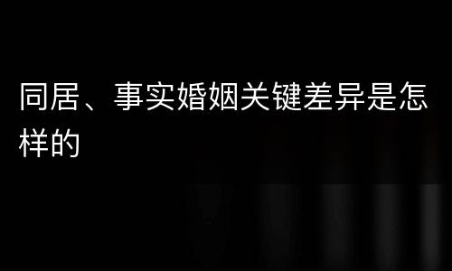 同居、事实婚姻关键差异是怎样的