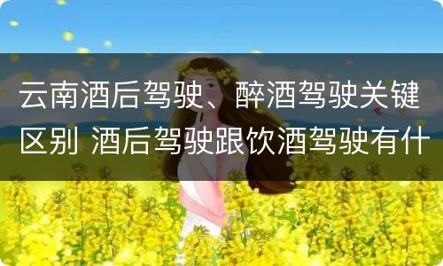 云南酒后驾驶、醉酒驾驶关键区别 酒后驾驶跟饮酒驾驶有什么区别