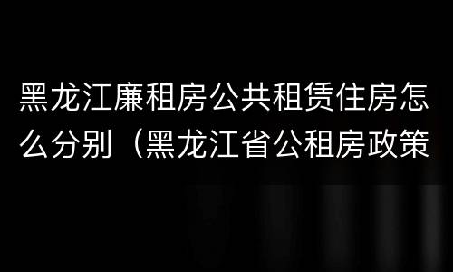 黑龙江廉租房公共租赁住房怎么分别（黑龙江省公租房政策）
