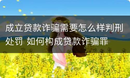 成立贷款诈骗需要怎么样判刑处罚 如何构成贷款诈骗罪