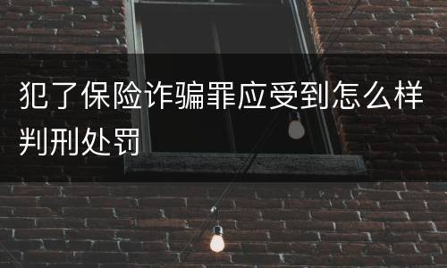 犯了保险诈骗罪应受到怎么样判刑处罚