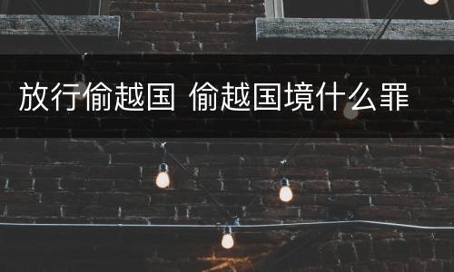 放行偷越国 偷越国境什么罪