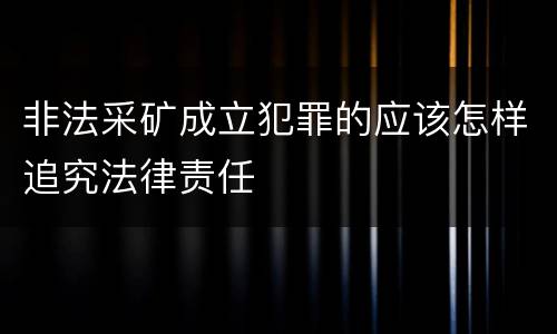 非法采矿成立犯罪的应该怎样追究法律责任