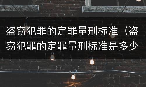 盗窃犯罪的定罪量刑标准（盗窃犯罪的定罪量刑标准是多少）