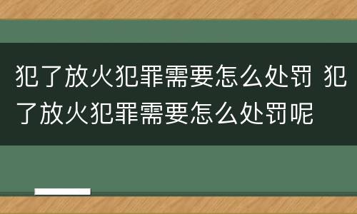 犯了放火犯罪需要怎么处罚 犯了放火犯罪需要怎么处罚呢
