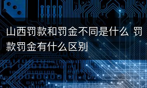 山西罚款和罚金不同是什么 罚款罚金有什么区别