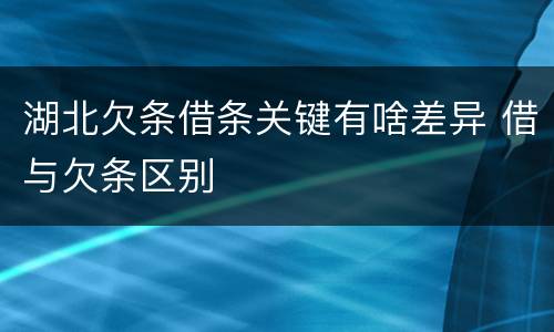 湖北欠条借条关键有啥差异 借与欠条区别