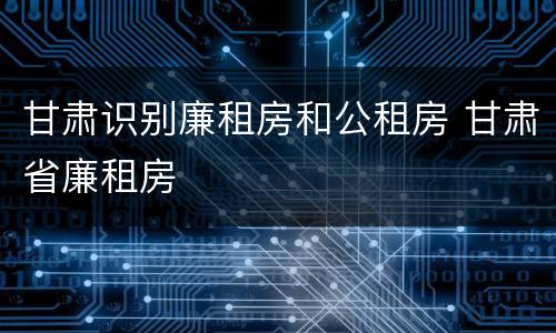 甘肃识别廉租房和公租房 甘肃省廉租房