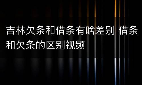 吉林欠条和借条有啥差别 借条和欠条的区别视频
