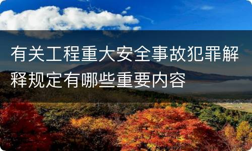 有关工程重大安全事故犯罪解释规定有哪些重要内容