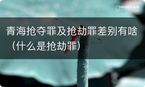 青海抢夺罪及抢劫罪差别有啥（什么是抢劫罪）
