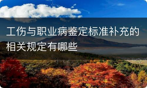 工伤与职业病鉴定标准补充的相关规定有哪些