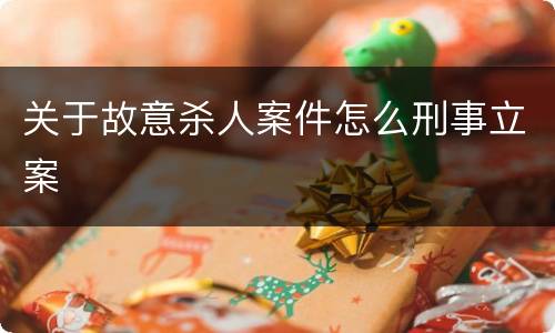 关于故意杀人案件怎么刑事立案