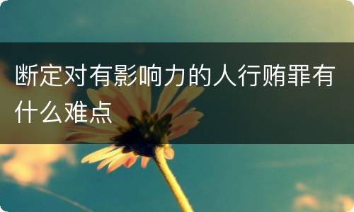 断定对有影响力的人行贿罪有什么难点