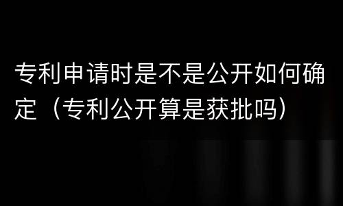 专利申请时是不是公开如何确定（专利公开算是获批吗）