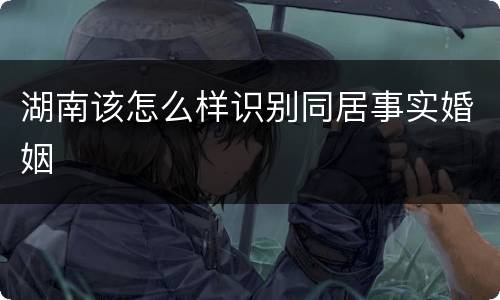 湖南该怎么样识别同居事实婚姻