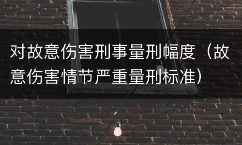 对故意伤害刑事量刑幅度（故意伤害情节严重量刑标准）
