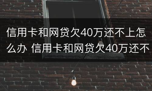 信用卡和网贷欠40万还不上怎么办 信用卡和网贷欠40万还不上怎么办呢