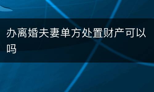 办离婚夫妻单方处置财产可以吗