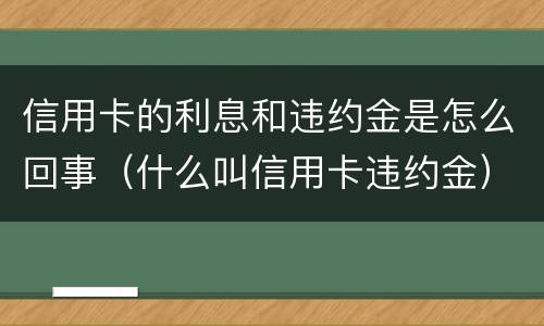 信用卡的利息和违约金是怎么回事（什么叫信用卡违约金）