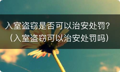 入室盗窃是否可以治安处罚？（入室盗窃可以治安处罚吗）