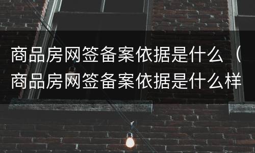 商品房网签备案依据是什么（商品房网签备案依据是什么样的）