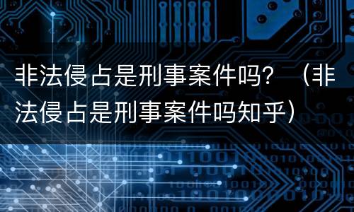 非法侵占是刑事案件吗？（非法侵占是刑事案件吗知乎）