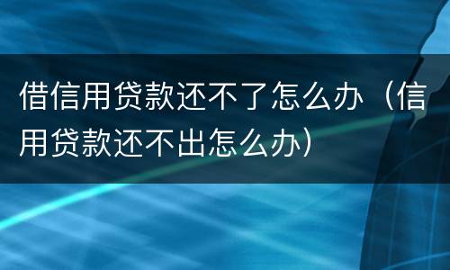 借信用贷款还不了怎么办（信用贷款还不出怎么办）