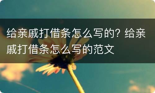 给亲戚打借条怎么写的? 给亲戚打借条怎么写的范文