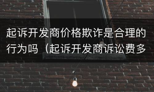 起诉开发商价格欺诈是合理的行为吗（起诉开发商诉讼费多少钱）