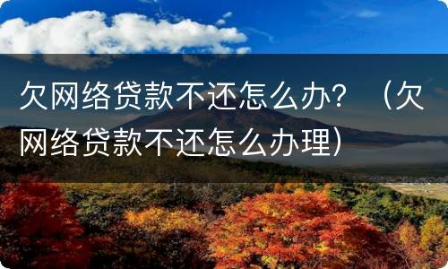 欠网络贷款不还怎么办？（欠网络贷款不还怎么办理）