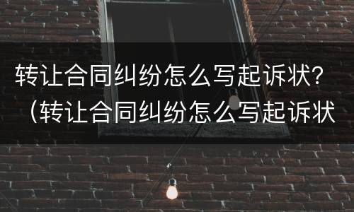 转让合同纠纷怎么写起诉状？（转让合同纠纷怎么写起诉状范本）