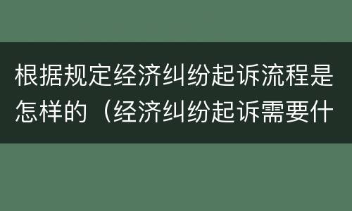 根据规定经济纠纷起诉流程是怎样的（经济纠纷起诉需要什么）