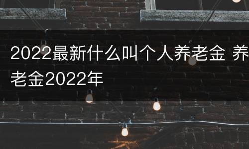 2022最新什么叫个人养老金 养老金2022年