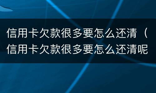 信用卡欠款很多要怎么还清（信用卡欠款很多要怎么还清呢）