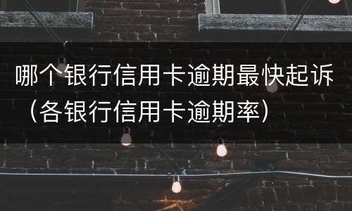 哪个银行信用卡逾期最快起诉（各银行信用卡逾期率）