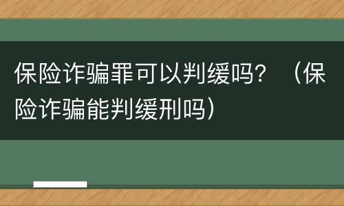 保险诈骗罪可以判缓吗？（保险诈骗能判缓刑吗）