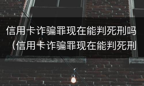 信用卡诈骗罪现在能判死刑吗（信用卡诈骗罪现在能判死刑吗知乎）