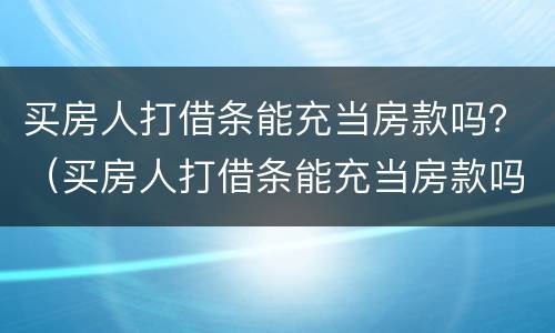 买房人打借条能充当房款吗？（买房人打借条能充当房款吗有效吗）