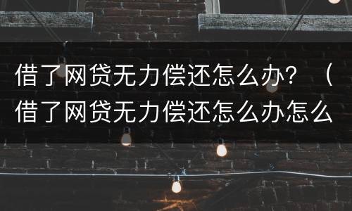 借了网贷无力偿还怎么办？（借了网贷无力偿还怎么办怎么跟老公说）