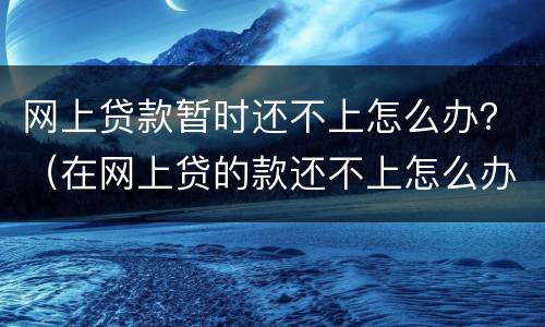 网上贷款暂时还不上怎么办？（在网上贷的款还不上怎么办）