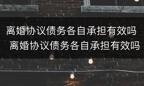 离婚协议债务各自承担有效吗 离婚协议债务各自承担有效吗怎么写