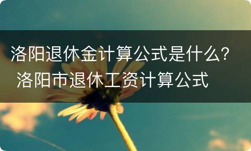 洛阳退休金计算公式是什么？ 洛阳市退休工资计算公式